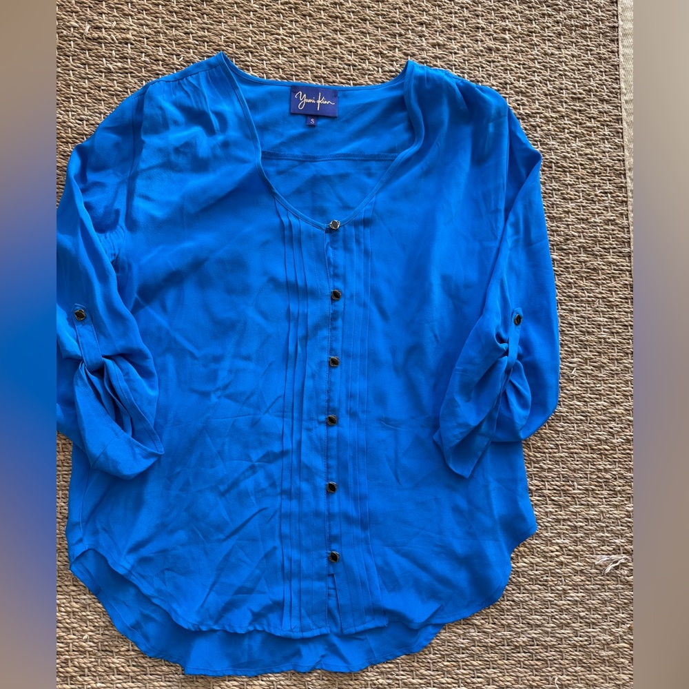 Yumi Kim Blue Silk Blouse - Size Small